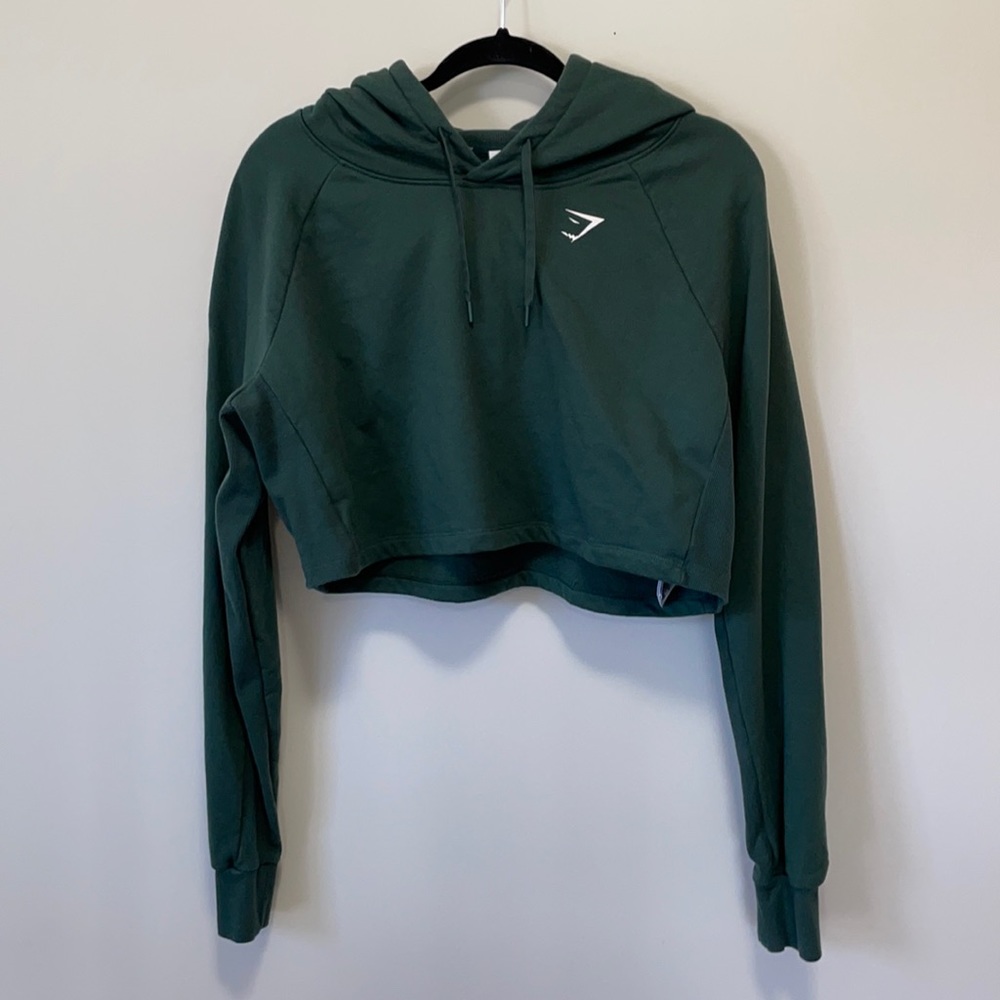 Gymshark Training Cropped Hoodie Green Large